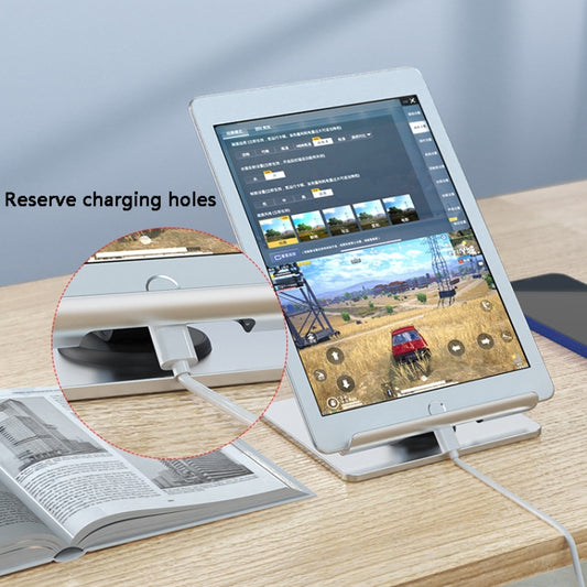 Premium desktop tablet stand featuring foldable aluminum alloy construction and angle adjustment