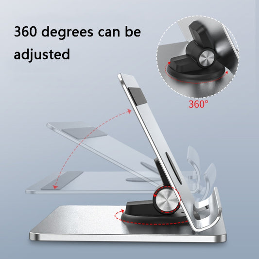 Close-up of aluminum tablet bracket grip mechanism showing secure clamping for device protection