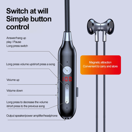 Control buttons and AUX jack port on neckband wireless earphone