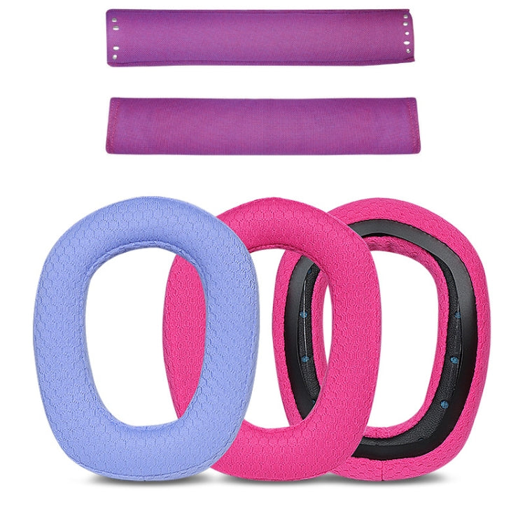 2pcs Sponge Earmuff Headrest Pad For Logitech G435, Blue Earmuffs, Rose Red Earmuffs, Black Headbeam, Purple Headbeam, Blue Headbeam