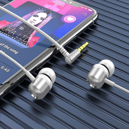 Ergonomic metal elbow design TS6000 wired earbuds with inline microphone control
