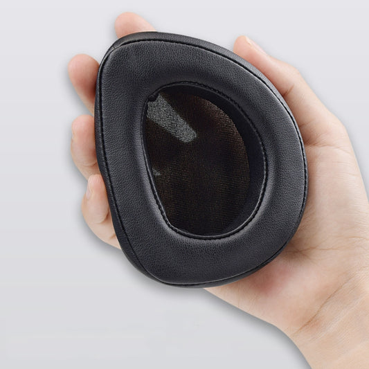 Replacement earmuff pads installed on ASUS gaming headset side angle