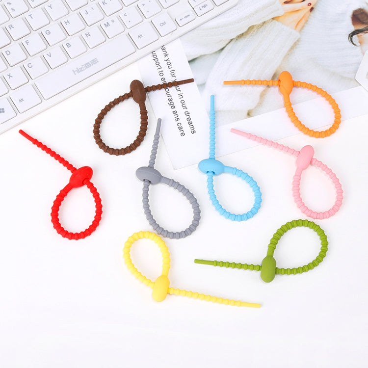 20 PCS Silicone Data Cable Storage Strap Cable Organizer, 21cm Grey, 21cm Yellow, 21cm Red, 21cm Green, 21cm Blue, 21cm Orange, 21cm Pink, 21cm Brown
