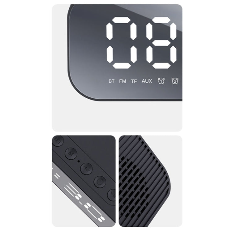 Havit M3 Subwoofer Mini Mirror Clock Bluetooth Speaker, Spsc:, 1200mAh (Black）, 1200mAh (White)