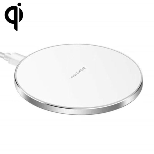 15W metal round wireless charger with smart fast charge technology, sleek black design