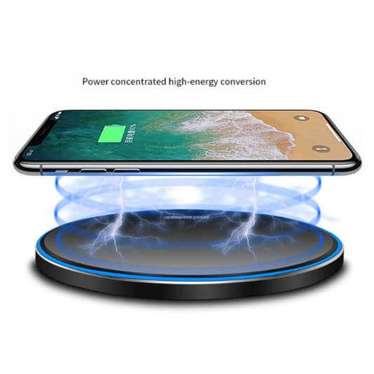 15W metal wireless charger available in multiple finishes: black, silver, red, and gold