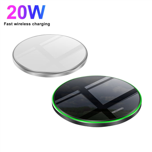 Ultra-thin QI wireless charger featuring premium metal construction and reflective surface