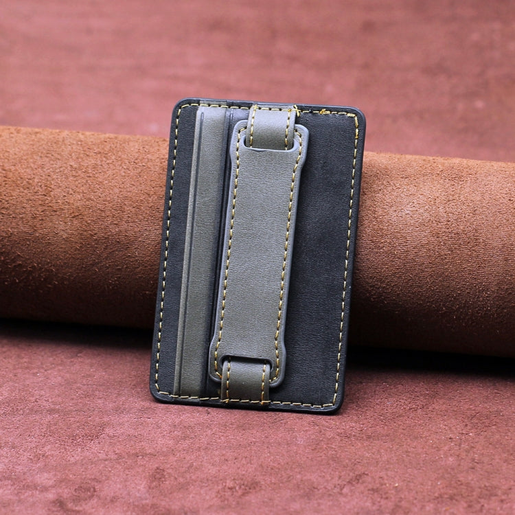 2 PCS Leather Phone Card Sleeve Back Sticker Wrist Pull Strap Holder, Card Sleeve Black, Card Sleeve Brown, Card Sleeve Blue, Card Sleeve Red