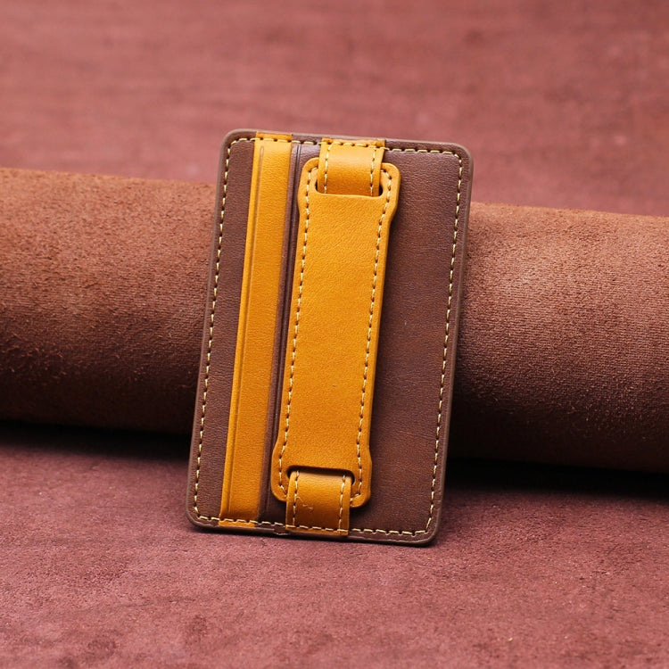 Leather card holder sleeves in black and brown color options shown