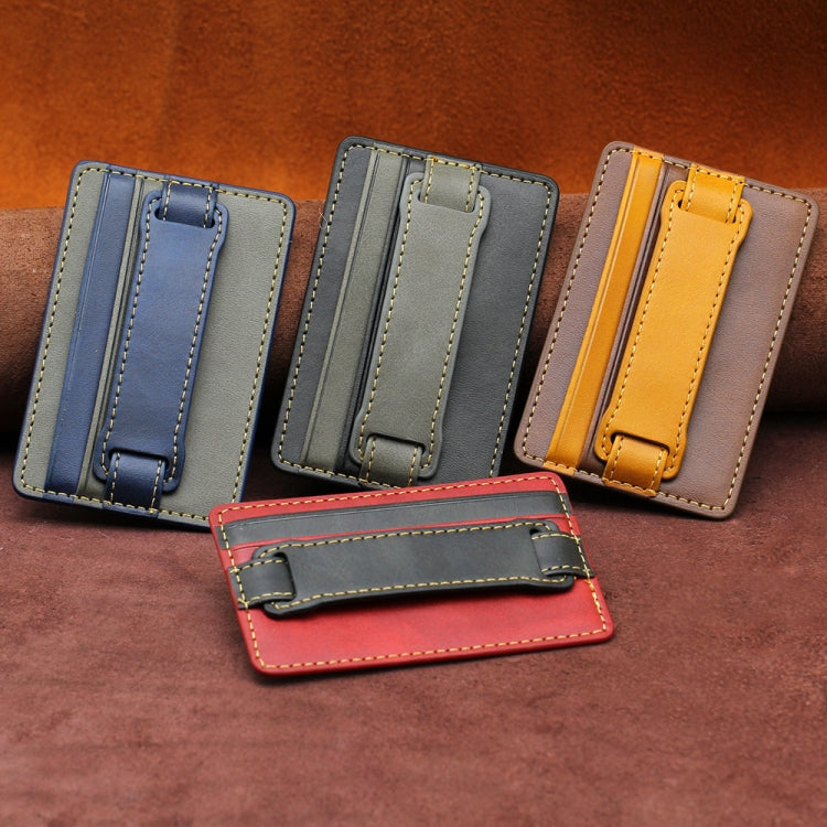 2 PCS Leather Phone Card Sleeve Back Sticker Wrist Pull Strap Holder, Card Sleeve Black, Card Sleeve Brown, Card Sleeve Blue, Card Sleeve Red