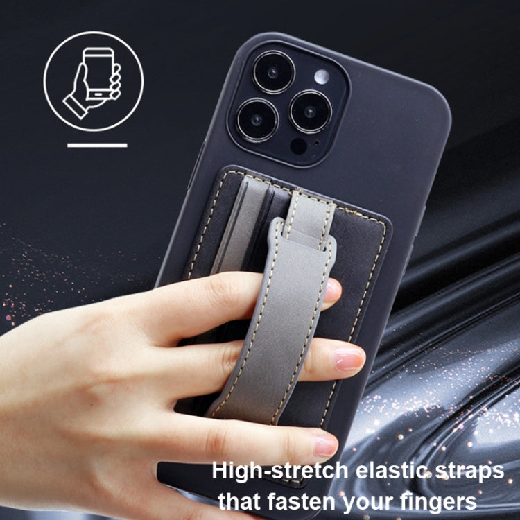 Premium adhesive phone wallet sleeve with reinforced strap construction