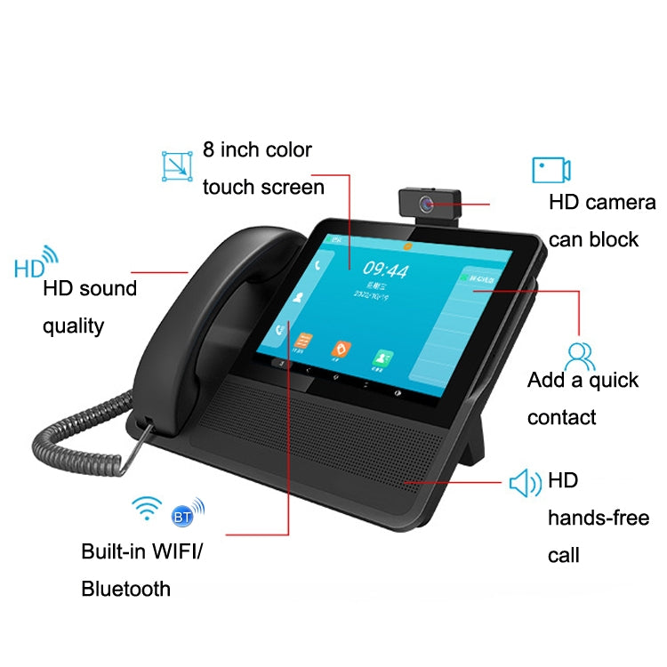 S09 8 Inch HD Audio And Video Conference 6 SIP Line PSP Line PSTN/VOIP IP Business Office Phone, S09