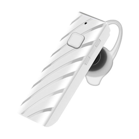 Premium A2 white single-ear headset highlighting curved earhook and microphone