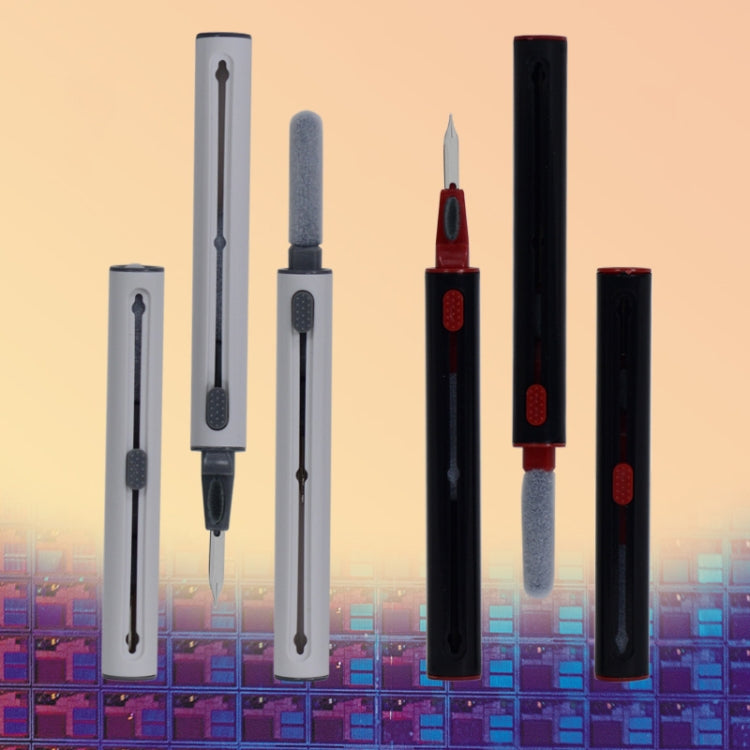 5 PCS Portable Second-generation Telescopic Headset Cleaning Pen Keyboard Dust Brush, 5 PCS White, 5 PCS Black