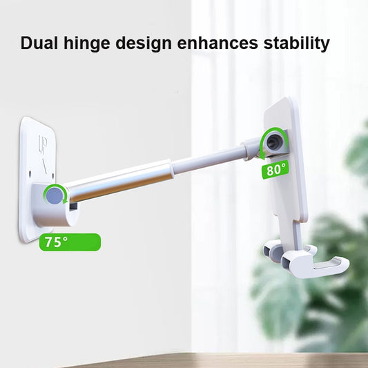 Close-up of sticky paste adhesive base on foldable phone bracket for bathroom walls