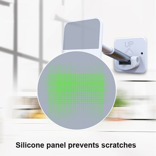 Black and white wall mount brackets displayed side-by-side, compact folded position