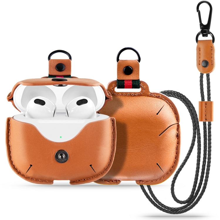 Étui de rangement en cuir de vache pour écouteurs avec cordon