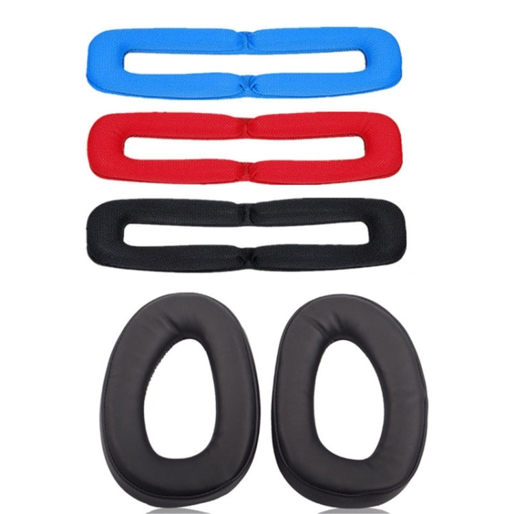 2 PCS Headphone Sleeve Cover for Sennheiser GSP300 GSP370 GSP350,Style:, Protein Skin, Lamb Leather, Black Head Beam, Red Head Beam, Blue Head Beam, Mesh Cloth