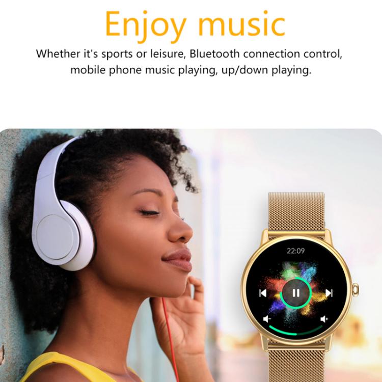 LOANIY Y86 1.43 Inch Heart Rate Monitoring Smart Bluetooth Watch, Gold Steel, Black Steel