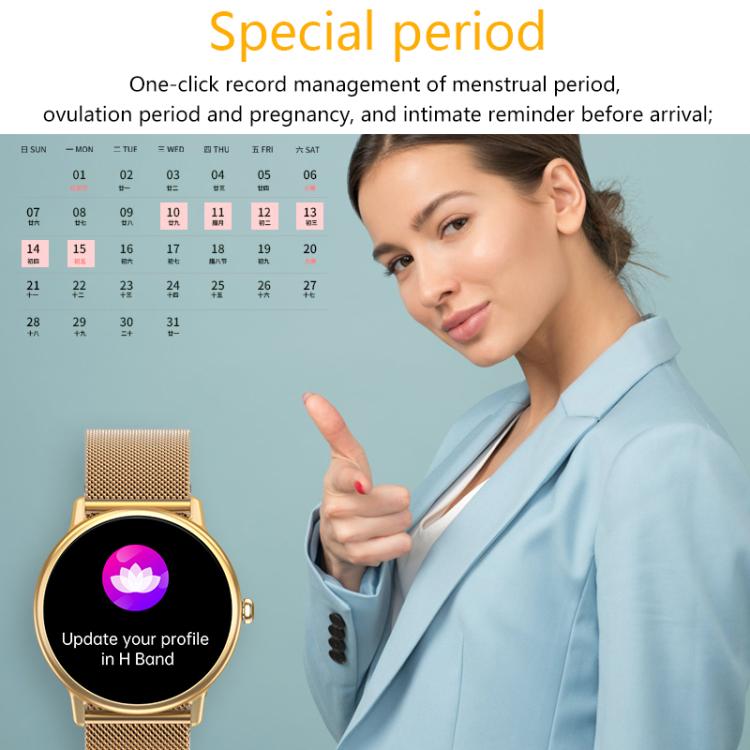LOANIY Y86 1.43 Inch Heart Rate Monitoring Smart Bluetooth Watch, Gold Steel, Black Steel