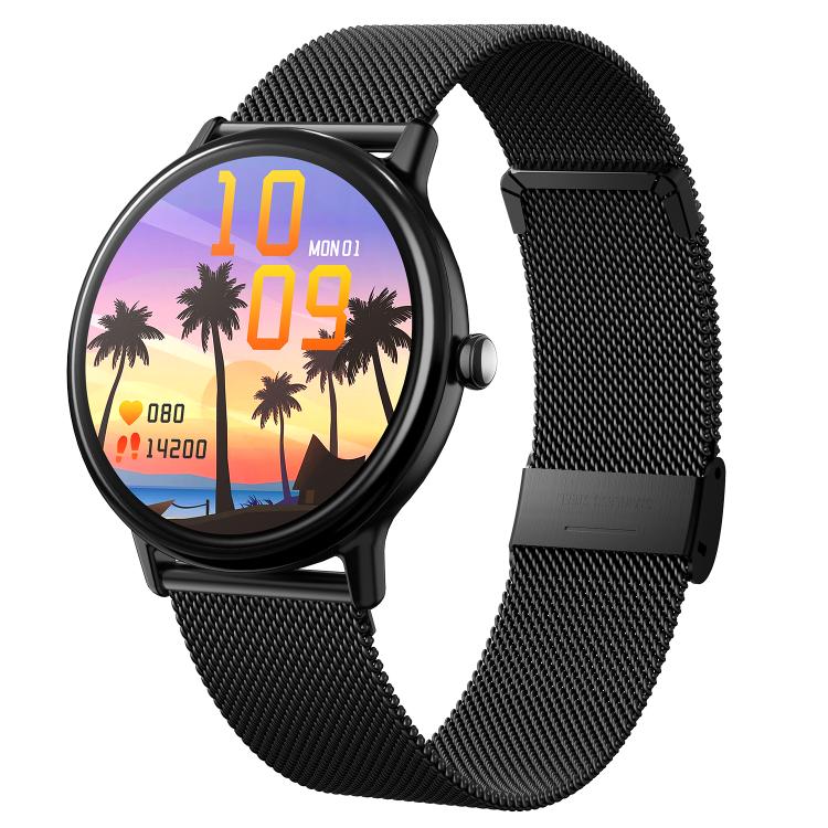 LOANIY Y86 1.43 Inch Heart Rate Monitoring Smart Bluetooth Watch, Gold Steel, Black Steel