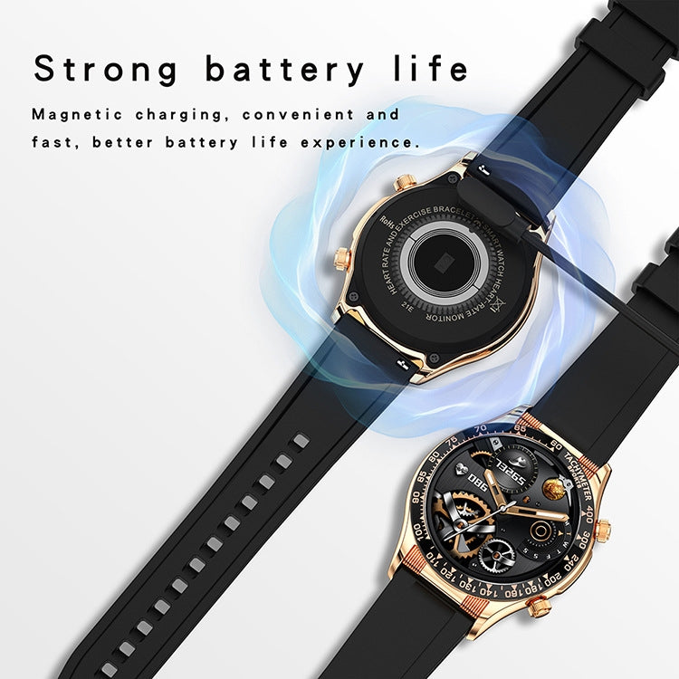LOANIY E18 Pro Smart Bluetooth Calling Watch with NFC Function, Gold Silicone, Black Leather, Gold Leather, Black Silver Steel, Green Silver Steel