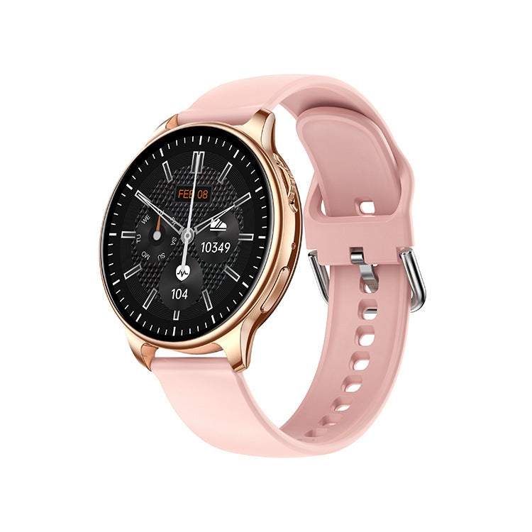 Montre connectée Wearkey Y22 avec appels Bluetooth et bouton rotatif, écran de 1,32 pouce, rose, noir et gris argenté