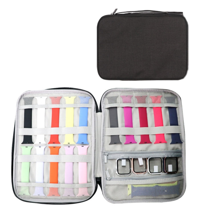 Sac de rangement à sangle longue avec poche pour Apple Watch, simple couche (noir), simple couche (gris), double couche (noir), double couche (gris), double couche (léopard jaune), double couche (léopard rose)