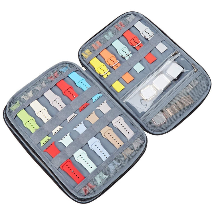 Sac de rangement à sangle longue avec poche pour Apple Watch, simple couche (noir), simple couche (gris), double couche (noir), double couche (gris), double couche (léopard jaune), double couche (léopard rose)