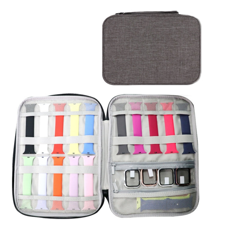 Sac de rangement à sangle longue avec poche pour Apple Watch, simple couche (noir), simple couche (gris), double couche (noir), double couche (gris), double couche (léopard jaune), double couche (léopard rose)