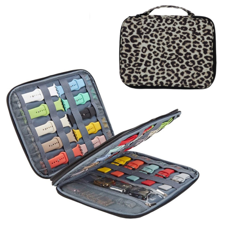 Sac de rangement à sangle longue avec poche pour Apple Watch, simple couche (noir), simple couche (gris), double couche (noir), double couche (gris), double couche (léopard jaune), double couche (léopard rose)