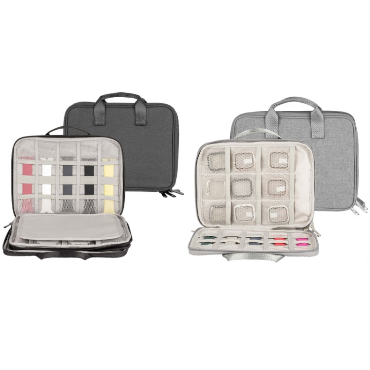 Portable Double-Layer Strap Storage Bag Data Cable Organizer Bag, Double-Layer Grey, Double-Layer Black