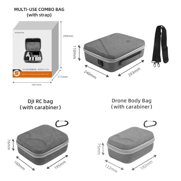 Sunnylife Drone Protective Storage Bag for DJI Mini 3 Pro,Style:, MM3-B390, MM3-B391, MM3-B392, MM3-B397