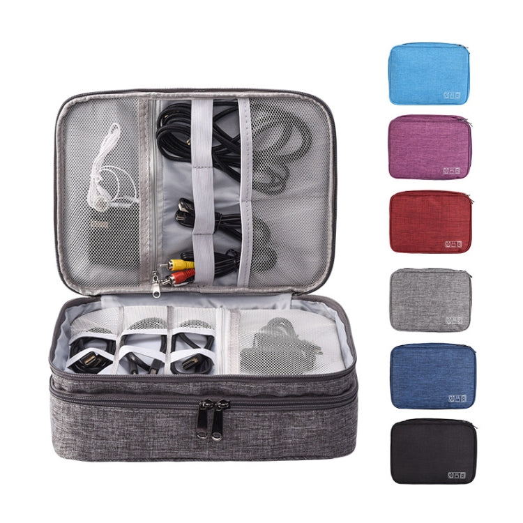 RH916 3 Layers Digital Collection Package Multi-Functional Data Cable Storage Package, RH916 Purple, RH916 Black, RH916 Gray, RH916 Blue, RH916 Navy, RH916 Red Wine