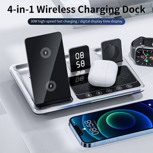 Multi-device 30W wireless charging station with soft ambient lighting feature