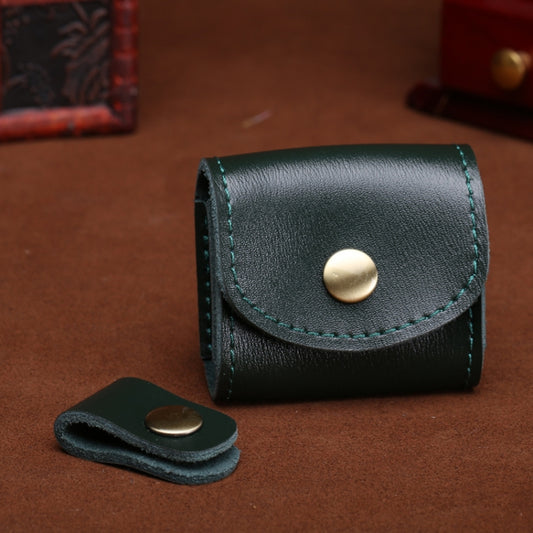 Green genuine leather mini bag ideal for tech gadget organization