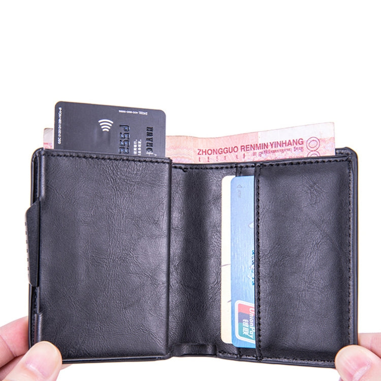X-82 RFID Anti-theft Brushed PU Leather Card Holder For AirTag 2nd Gen / AirTag 1st Gen, Black, Blue, Coffee, Apricot, Carbon Fiber Black