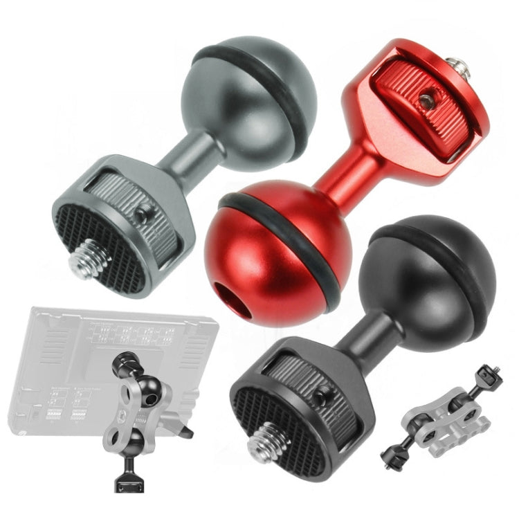2.5cm Ball Head Clip for Action Camera Underwater Video Camera Light Diving Joint, Red, Black, Titanium