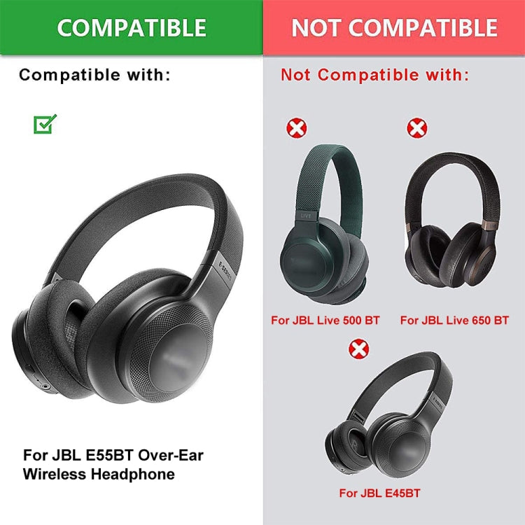 2pcs Headphone Cover Foam Cover for JBL E55BT, Color: Without LR, Black, Blue, Grey, Red, Green, Gray, Without LR, Velvet Thickened, Football Net Thickened