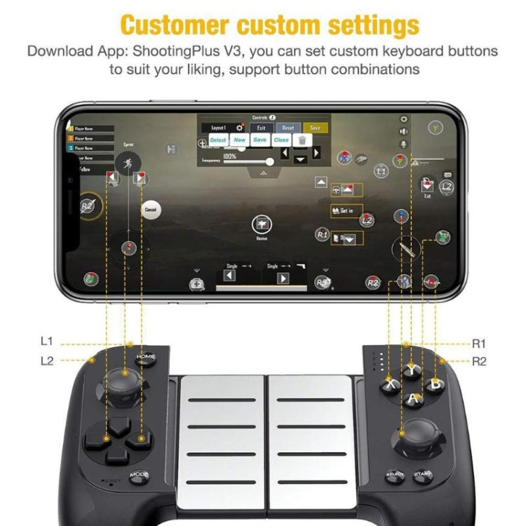 Manette de jeu extensible sans fil Bluetooth STK-7007F pour PC, tablette, Android et iOS