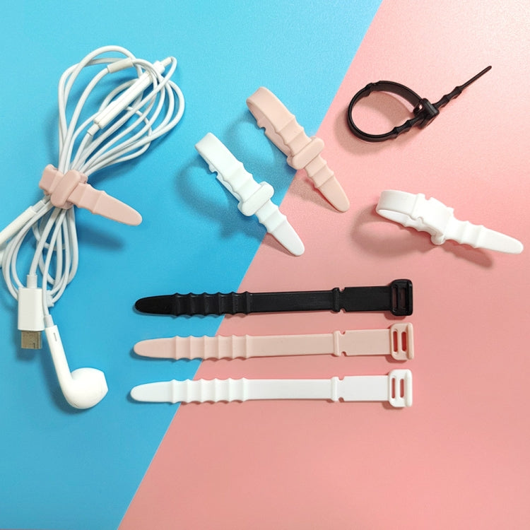 3 Sets 20pcs/Set  Fishbone Silicone Cable Tie Cable Organizer Winder, Five color, Black, White, Pink, White Ice Color, Purple
