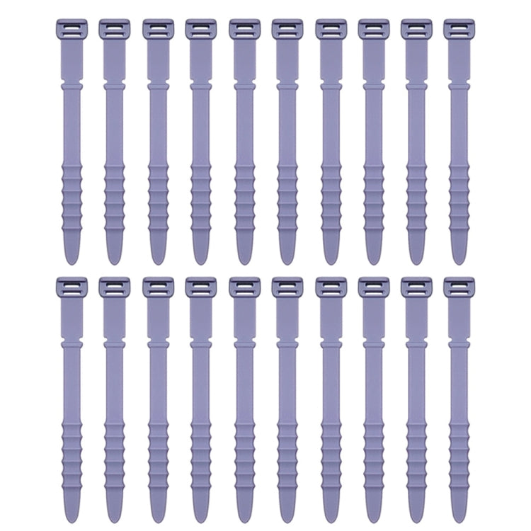 3 Sets 20pcs/Set  Fishbone Silicone Cable Tie Cable Organizer Winder, Five color, Black, White, Pink, White Ice Color, Purple