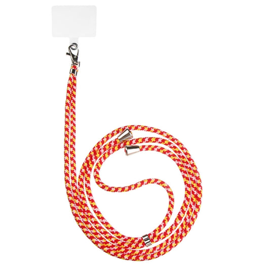 Colorful phone lanyard cord with card slot attachment, yellow and pink color options shown