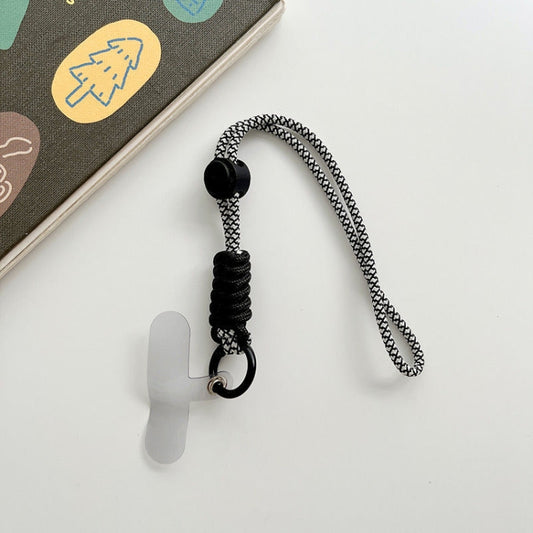 Two colorful mobile phone lanyards with detachable patches, vibrant design for smartphone security