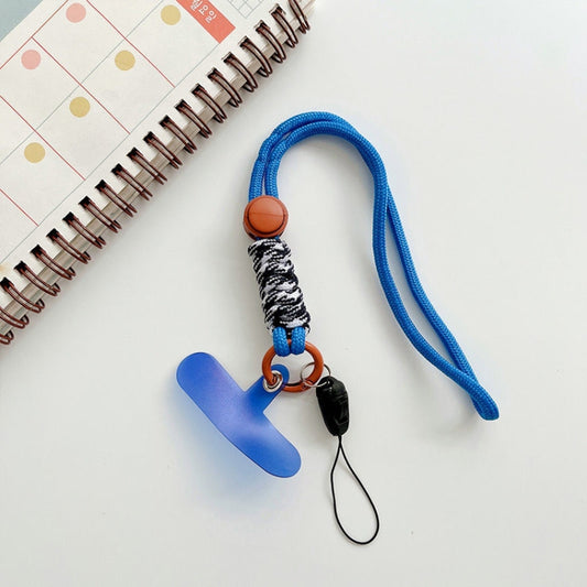Phone lanyard worn around neck demonstrating comfortable fit and accessible phone positioning
