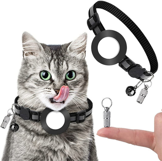 Black pet ID pendant case securely fits AirTag 1st and 2nd generation trackers