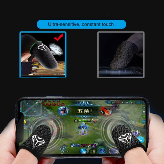 Set of gaming finger sleeves laid flat showing full coverage and elasticated band construction