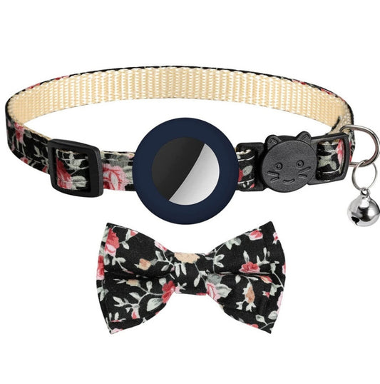 Blue anti-lost bow collar with integrated bell for AirTag 1st and 2nd generation devices