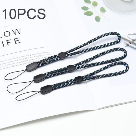 Jacquard textured phone lanyard close-up showing secure attachment clip and adjustable length