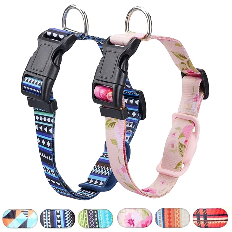 Geometric Print Ethnic Pet Collar for AirTag, S, M, L